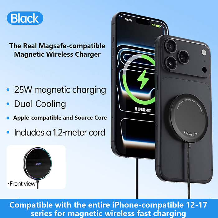 25W Magnetic Wireless Charger C7E, Desktop & Car Magnetic Charging for iPhone