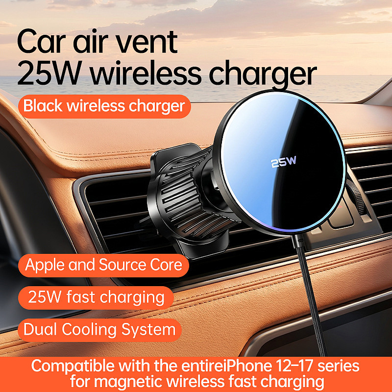 For Magsafe Magnetic Head 25W Wireless Charger Car Mount 17MM Ball Head Universal Desktop Bracket