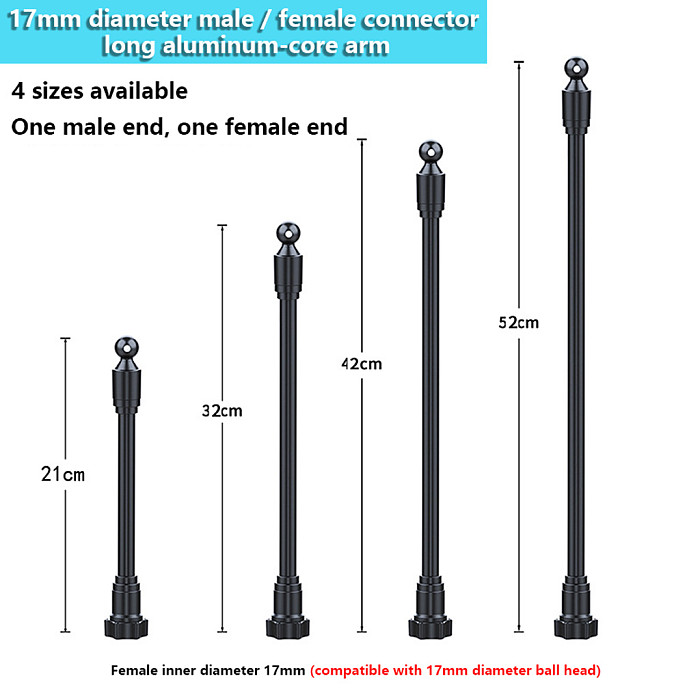 Plastic 17MM Ball Head Male‑Female Bracket Same‑Direction Connecting Rod Hose Fixed Arm Extension Rod