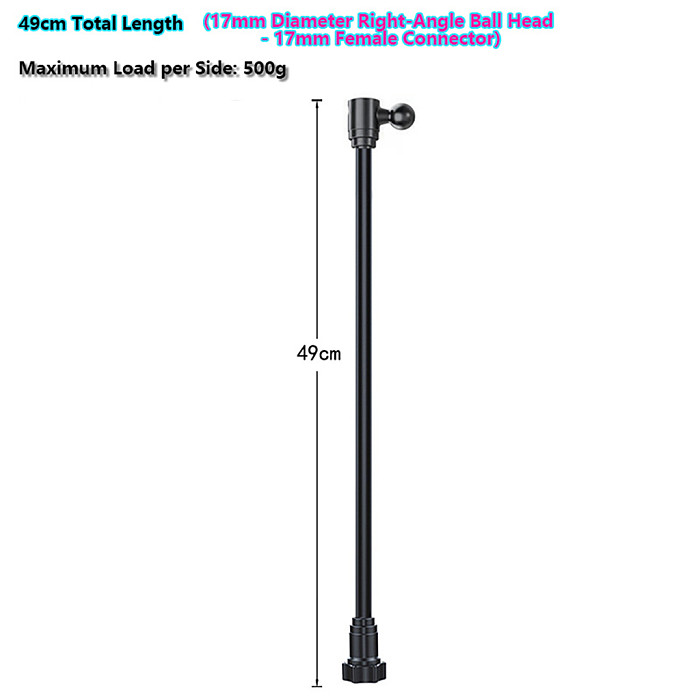 Plastic Hose Extension Rod,17mm Right‑Angle Ball Head & 17mm Female Socket,Aluminum Core Rubber‑Coated Accessory