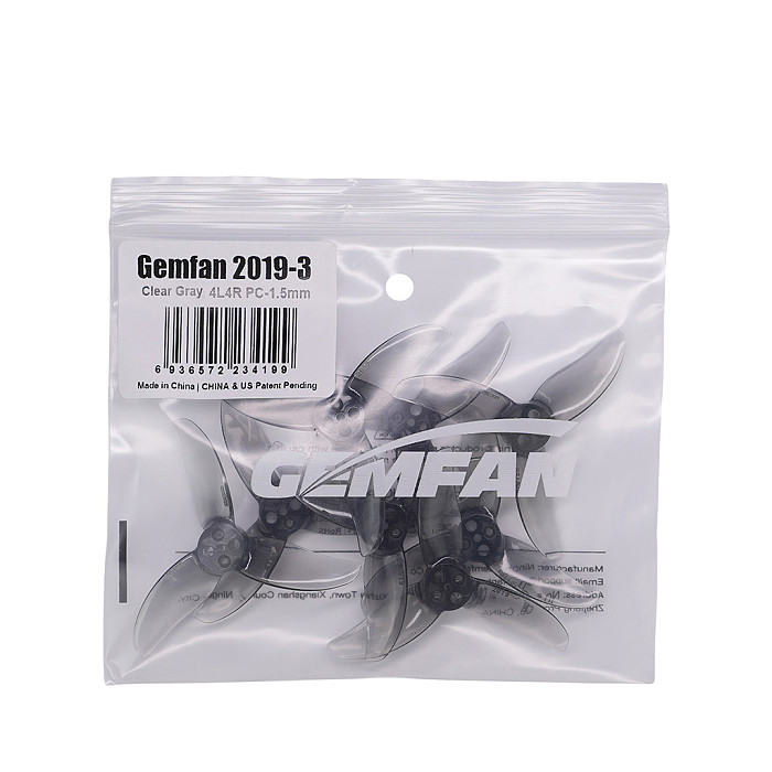 4 Pairs GEMFAN 2019 3‑Blade Propeller PC Transparent‑Gray 1.5mm Shaft For FPV Drone Props