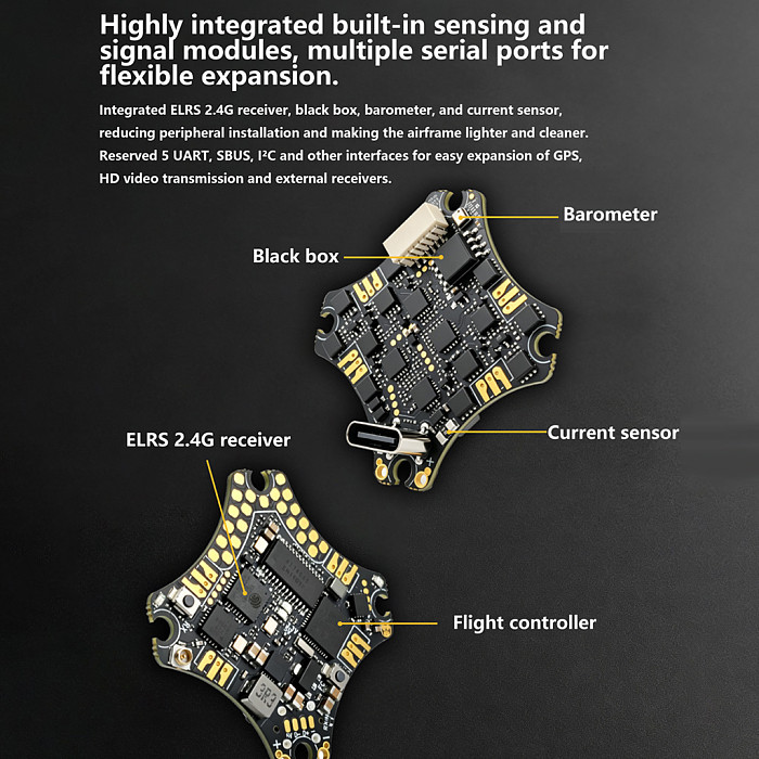 DarwinFPV AIO F435 15A ELRS 2.4G FPV Drone Flight Controller +ESC+receiver 1-3S Lipo Compatible 3-in-1 integrated AIO  for Micro Drone