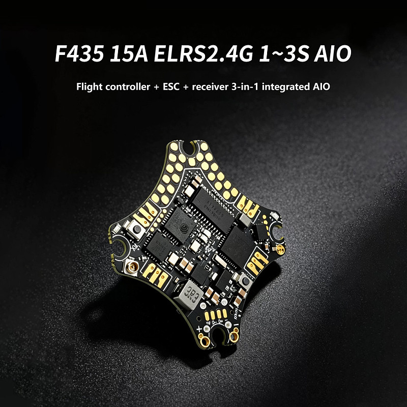 DarwinFPV AIO F435 15A ELRS 2.4G FPV Drone Flight Controller +ESC+receiver 1-3S Lipo Compatible 3-in-1 integrated AIO  for Micro Drone