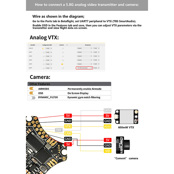 DarwinFPV AIO F435 15A ELRS 2.4G FPV Drone Flight Controller +ESC+receiver 1-3S Lipo Compatible 3-in-1 integrated AIO  for Micro Drone