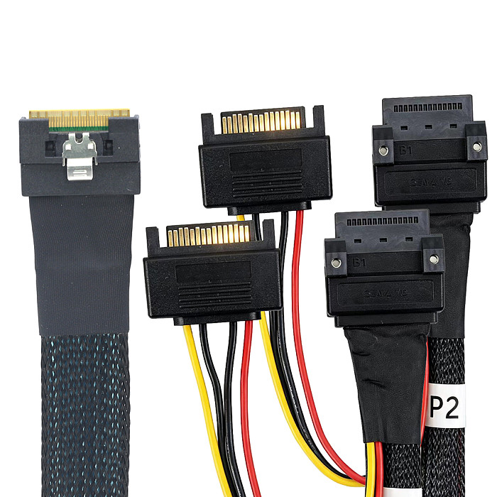PCIE Slimline SFF-8654 8i to 2x GEN-Z 1C Breakout Cable, PCIe 5.0 High-Speed Data Transfer Cable for Server & Data Center ﻿