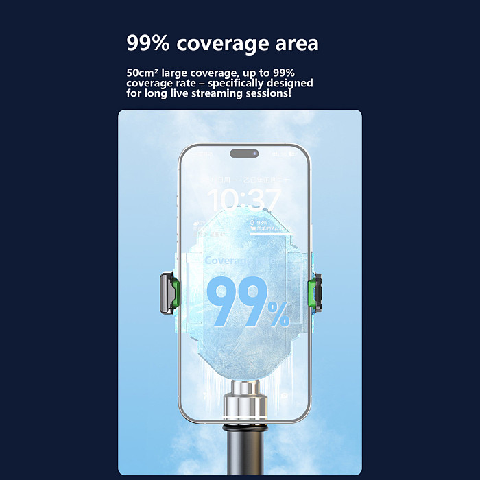 Phone Cooler for Live Streaming, Dual-Core Semiconductor Cooling Fan, Ultra-Quiet, 3-Speed Adjustable with Digital Display, Universal Phone Radiator with Adapter ﻿