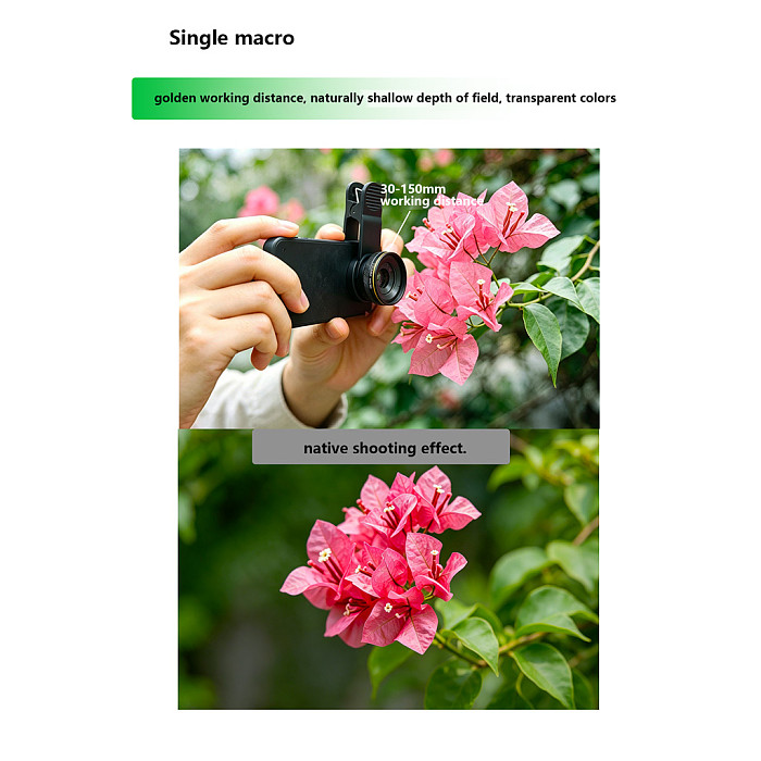37mm Caliber Mobile Phone Universal Phone 135mm Hd Macro Lens,Long‑Distance Shot For Nail Art Eyelash Jewelry Watch‑Single Macro