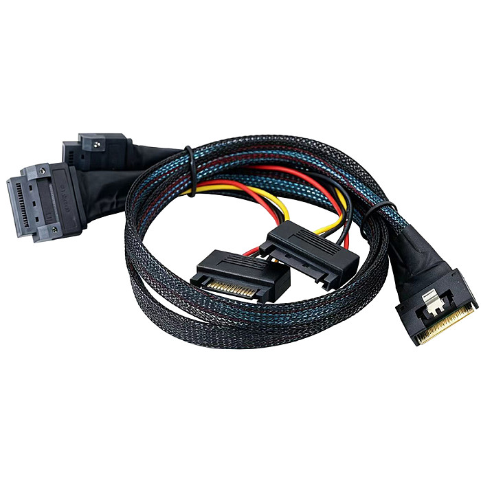 PCIE Slimline SFF-8654 8i to 2x GEN-Z 1C Breakout Cable, PCIe 5.0 High-Speed Data Transfer Cable for Server & Data Center ﻿