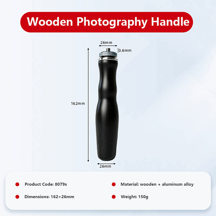 Wood Photography Hand Grip Aluminum Alloy Top Base Sweat‑Resistant Anti‑Slip Stable Handle For DSLR Phone