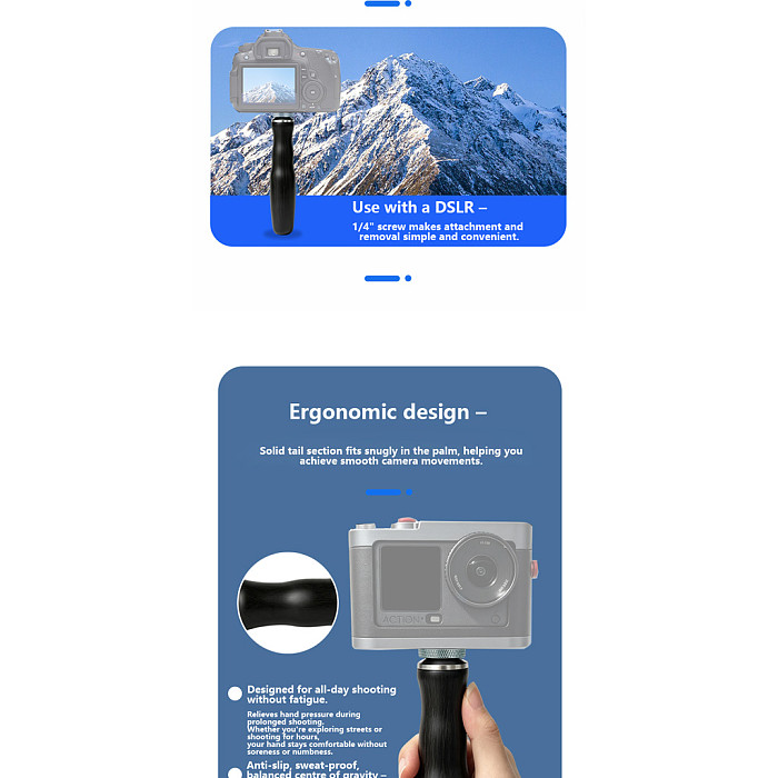 Wood Photography Hand Grip Aluminum Alloy Top Base Sweat‑Resistant Anti‑Slip Stable Handle For DSLR Phone