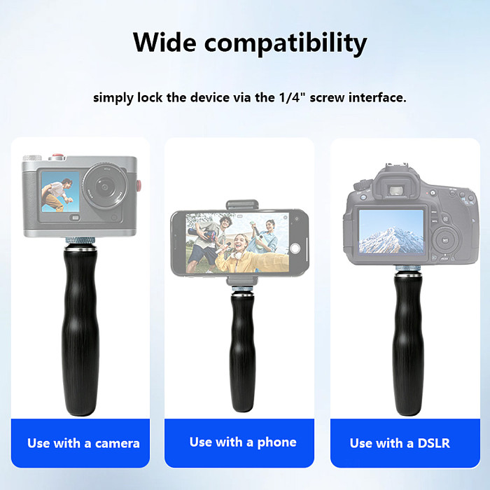 Wood Photography Hand Grip Aluminum Alloy Top Base Sweat‑Resistant Anti‑Slip Stable Handle For DSLR Phone