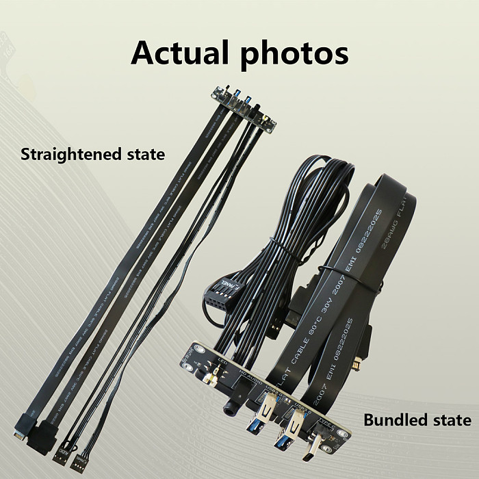 USB Front Panel I/O Extension Cable for PC Motherboard, USB-A & USB-C 20Gbps, Audio Jack, Power Switch, 5-in-1 Front Panel Header Breakout Cable, PC Case Internal Wiring - T4K