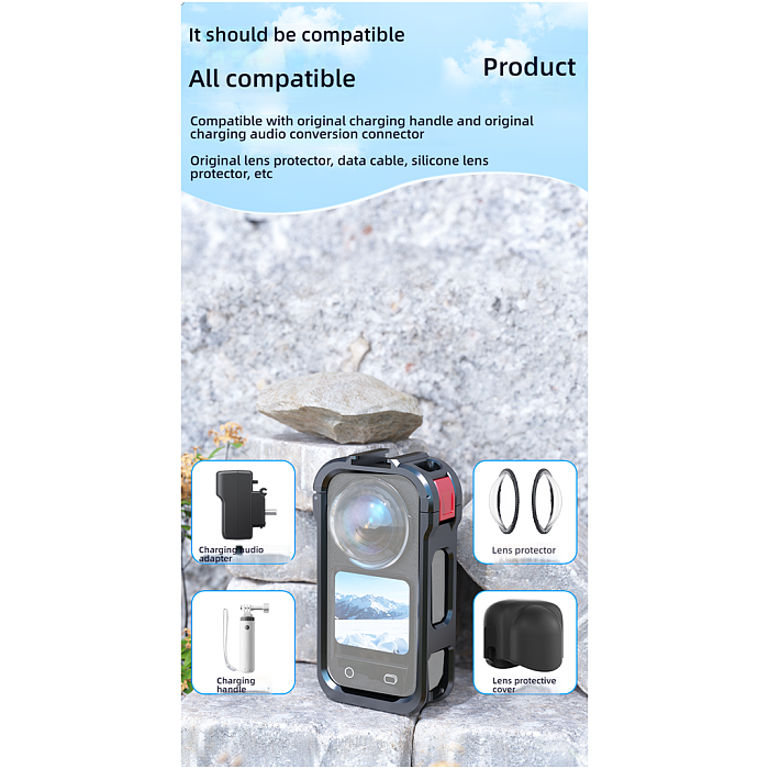Aluminum Alloy Metal Cage Magnetic Quick-Release Frame for Insta360 X6