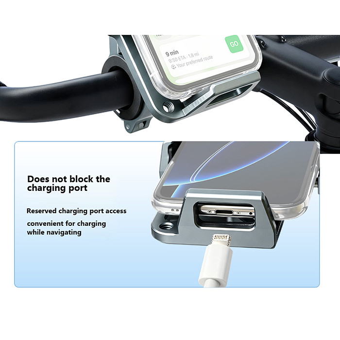 Aluminum Alloy Bike Phone Mount, Shockproof Universal Handlebar Holder, for Bicycle Motorcycle E-Bike, GPS Navigation