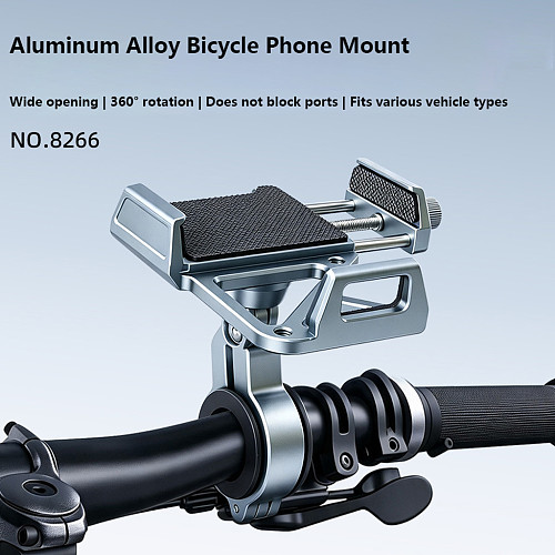Aluminum Alloy Bike Phone Mount, Shockproof Universal Handlebar Holder, for Bicycle Motorcycle E-Bike, GPS Navigation