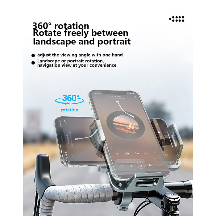 Aluminum Alloy Bike Phone Mount, Shockproof Universal Handlebar Holder, for Bicycle Motorcycle E-Bike, GPS Navigation