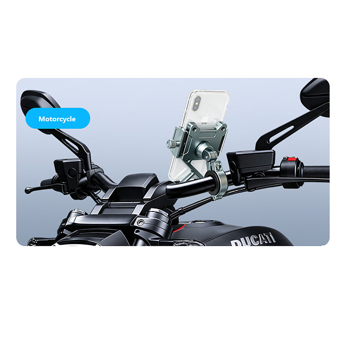 Aluminum Alloy Bike Phone Mount, Shockproof Universal Handlebar Holder, for Bicycle Motorcycle E-Bike, GPS Navigation