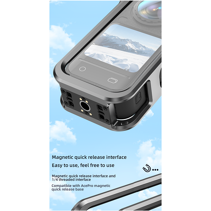 Aluminum Alloy Metal Cage Magnetic Quick-Release Frame for Insta360 X6
