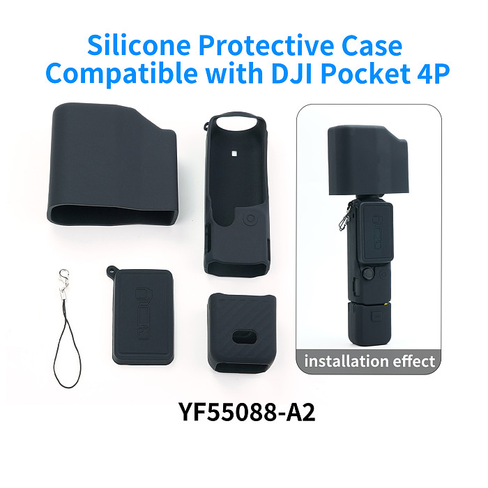 XT-XINTE Silicone Protective Case for DJI Pocket 4P, Snug Fit Soft Shell Cover, Anti-Drop Anti-Scratch Shockproof Skin, Full Access to Buttons & Charging Port, Built-in Lanyard Hole, Portable Carry Pocket Camera Guard