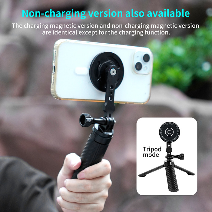 Aviation Aluminum Carbon Fiber Texture Damping Tripod, Quick-Open Portable Selfie Stick with Phone Mount, Desktop & Handheld Live Streaming Stand for Phone Camera DSLR Action Camera, 1/4  Screw Universal Mount