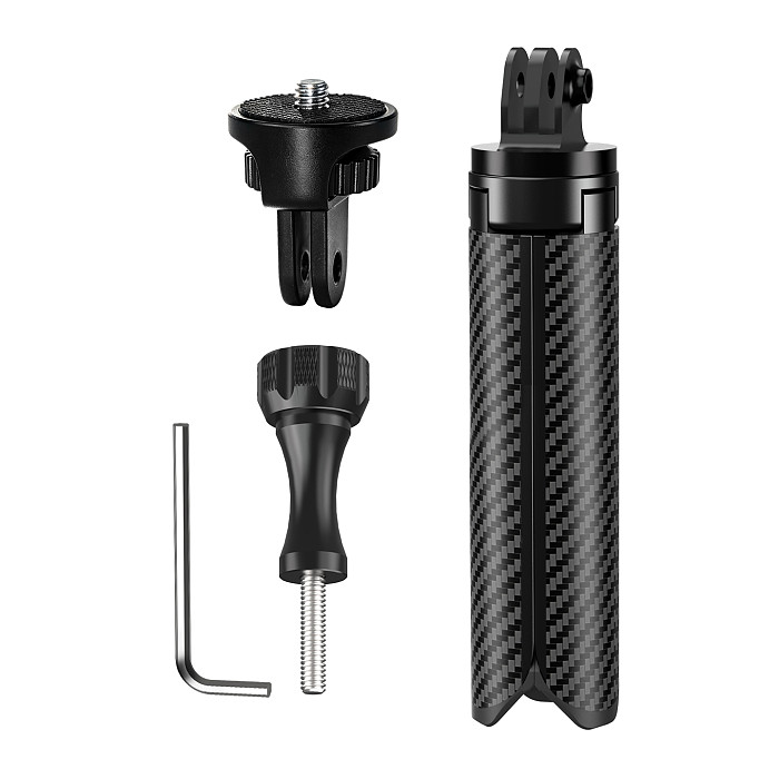 XT-XINTE Aviation Aluminum Carbon‑Fiber Texture Damping 3‑Slot Tripod, Portable Selfie Stick Stand For Camera Phone Live‑Stream