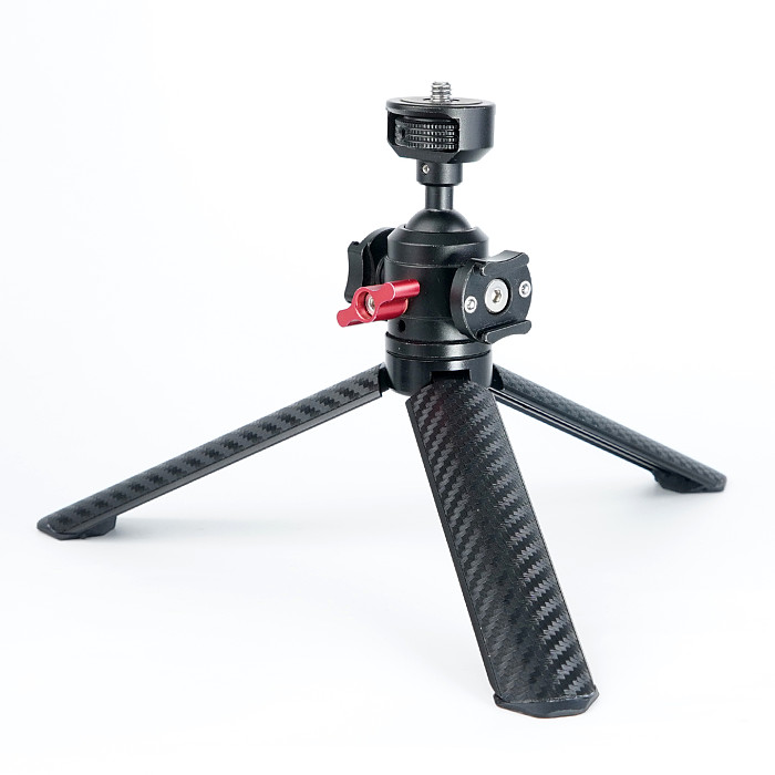 XT-XINTE Aluminum Alloy Damping Magnetic Rotatable Dual Cold‑Shoe Ball‑Head Tripod W/1/4  Quick‑Release Mount ,Selfie‑Stand For Camera Phone Mic Fill‑Light