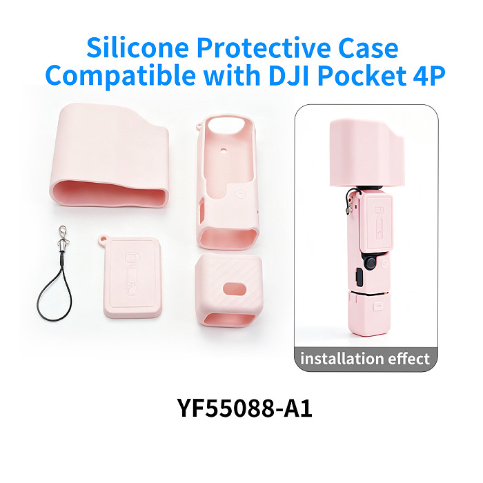 XT-XINTE Silicone Protective Case for DJI Pocket 4P, Snug Fit Soft Shell Cover, Anti-Drop Anti-Scratch Shockproof Skin, Full Access to Buttons & Charging Port, Built-in Lanyard Hole, Portable Carry Pocket Camera Guard