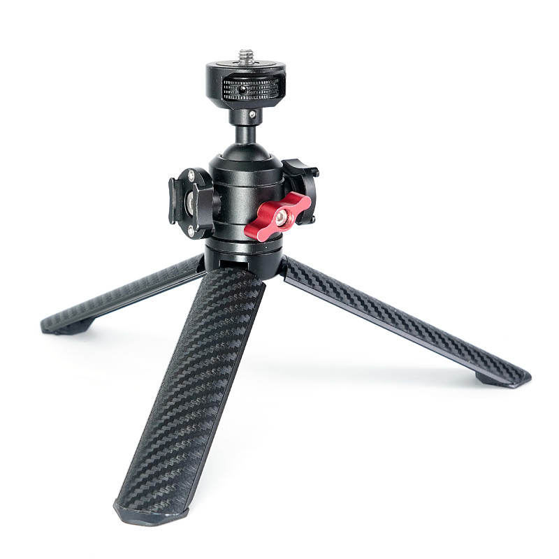 XT-XINTE Aluminum Alloy Damping Magnetic Rotatable Dual Cold‑Shoe Ball‑Head Tripod W/1/4  Quick‑Release Mount ,Selfie‑Stand For Camera Phone Mic Fill‑Light