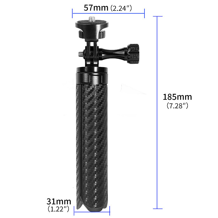 XT-XINTE Aviation Aluminum Carbon‑Fiber Texture Damping 3‑Slot Tripod, Portable Selfie Stick Stand For Camera Phone Live‑Stream