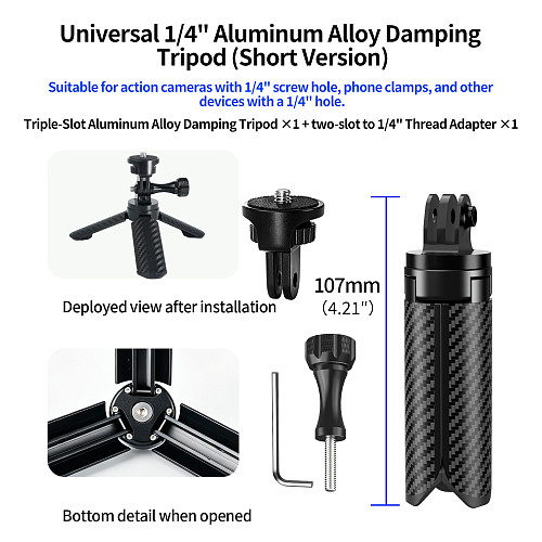 XT-XINTE Aviation Aluminum Carbon‑Fiber Texture Damping 3‑Slot Tripod, Portable Selfie Stick Stand For Camera Phone Live‑Stream