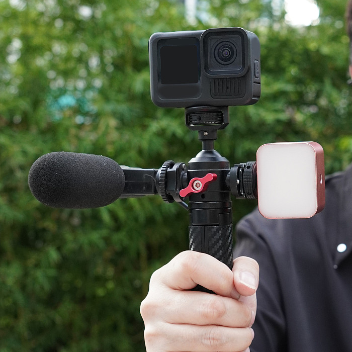 XT-XINTE Aluminum Alloy Damping Magnetic Rotatable Dual Cold‑Shoe Ball‑Head Tripod W/1/4  Quick‑Release Mount ,Selfie‑Stand For Camera Phone Mic Fill‑Light