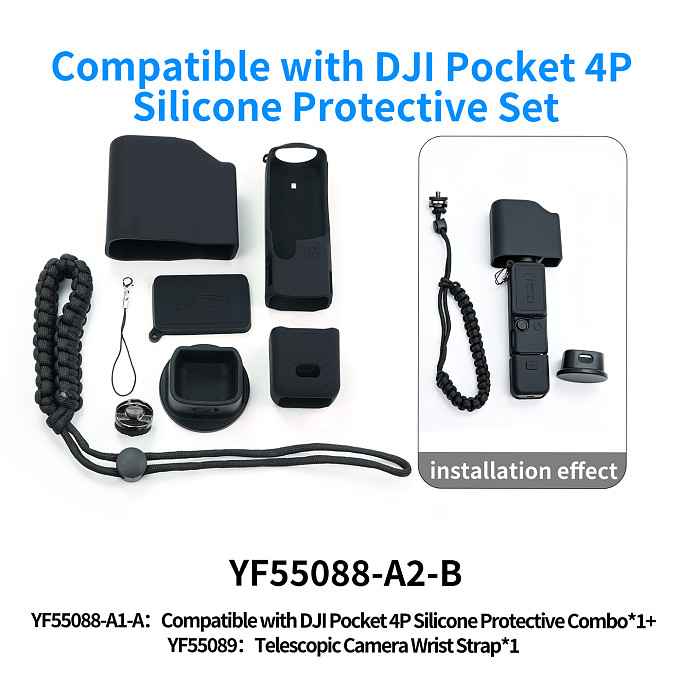 XT-XINTE Silicone Protective Case for DJI Pocket 4P, Snug Fit Soft Shell Cover, Anti-Drop Anti-Scratch Shockproof Skin, Full Access to Buttons & Charging Port, Built-in Lanyard Hole, Portable Carry Pocket Camera Guard