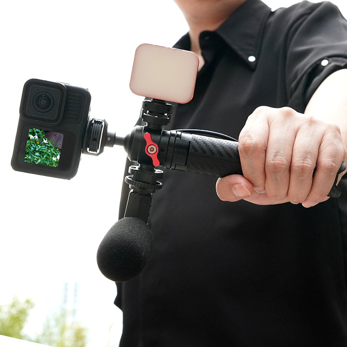 XT-XINTE Aluminum Alloy Damping Magnetic Rotatable Dual Cold‑Shoe Ball‑Head Tripod W/1/4  Quick‑Release Mount ,Selfie‑Stand For Camera Phone Mic Fill‑Light