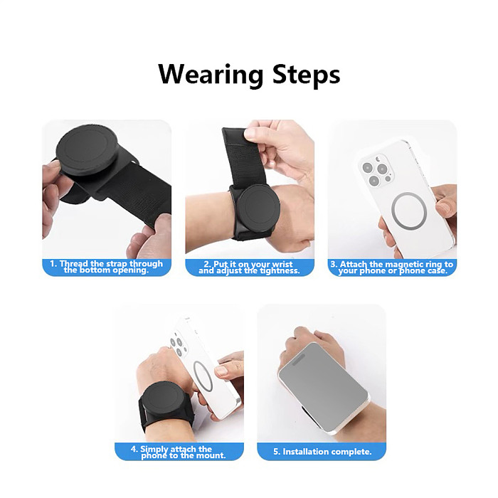2nd Gen Magnetic Wrist Phone Mount, Outdoor Cycling Sports Delivery Driver Rotatable Portable Quick-Attach Phone Holder