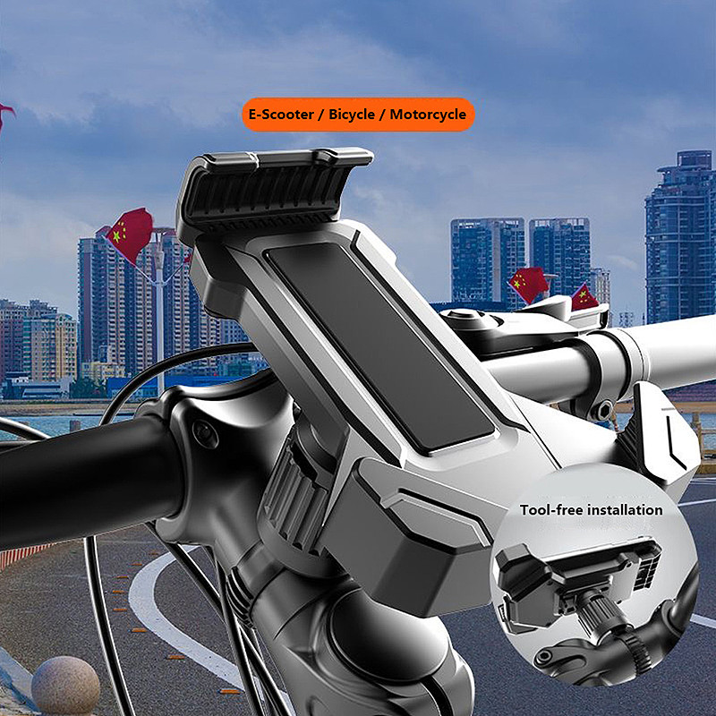 Bike Phone Mount for Delivery Driver, Quick-Release Anti-Shock Handlebar Phone Holder, Universal Motorcycle Bicycle Scooter Stand, Vibration Dampening Shockproof Cycling Mount, Tool-Free Installation No Drill, Fits Most Handlebars
