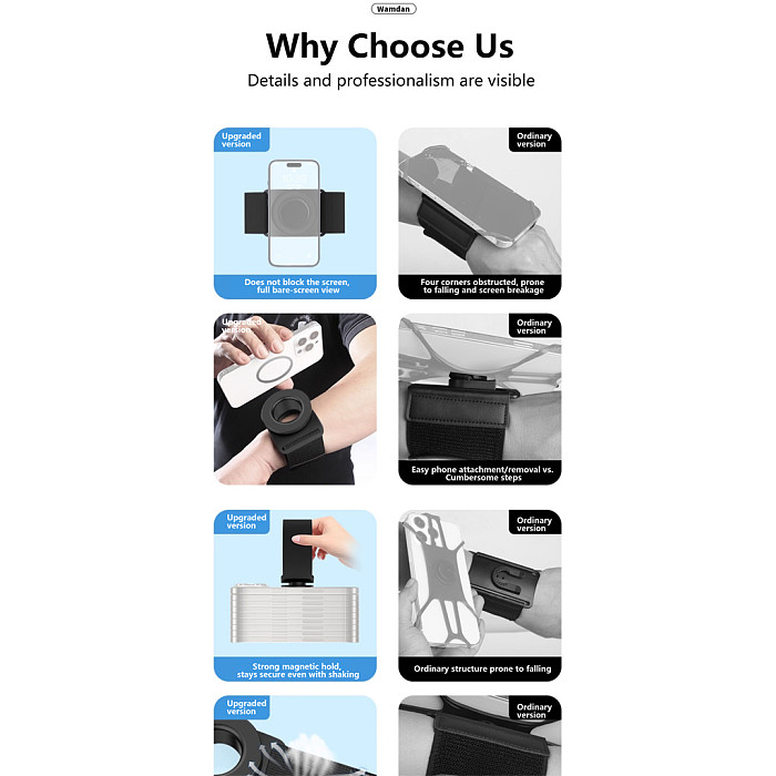 Wrist Magnetic Phone Mount, Rotatable For MagSafe Arm Holder, Portable Hands-Free Lazy Stand for Cycling Riding Running, Adjustable Wrist Strap Phone Bracket for Delivery Drivers Motorcycle Scooter, Universal Smartphone Wrist Mount