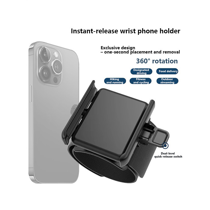 Wrist Phone Mount with Instant Detach, Hands-Free Phone Pouch Wrist Strap Holder for Live Streaming Walking Broadcast Vlog, Portable Cycling Running Delivery Driver Sports Arm Bracket, Universal Smartphone Wrist Carry Case