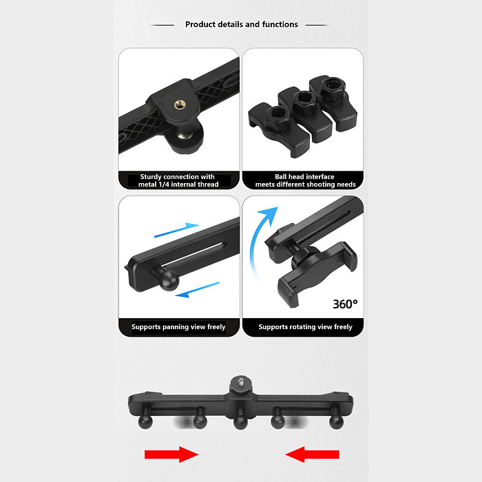 Multi-Function Phone Live Streaming Tripod Stand, Dual Triple Multi-Camera Mount, Selfie Photography Extension Clamp with Fill Light Holder & Gimbal Bracket, Portable Phone Tripod Accessories for Vlog Recording Video Shooting
