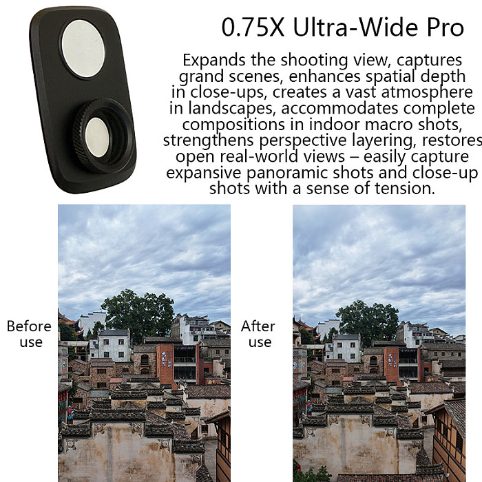 Wide-Angle Lens Attachment for DJI Osmo Pocket 4P, 110° FOV Expansion Pro Wide-Angle Lens, Optical Glass Clip-On Lens Accessory for Pocket Camera Vlog Travel Photography, Lightweight Portable