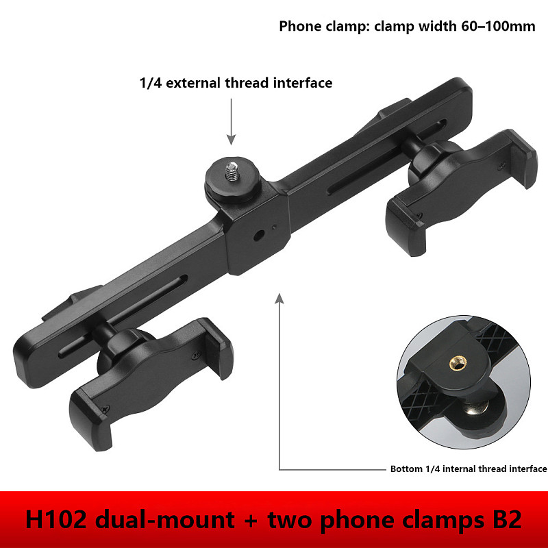 Multi-Function Phone Live Streaming Tripod Stand, Dual Triple Multi-Camera Mount, Selfie Photography Extension Clamp with Fill Light Holder & Gimbal Bracket, Portable Phone Tripod Accessories for Vlog Recording Video Shooting
