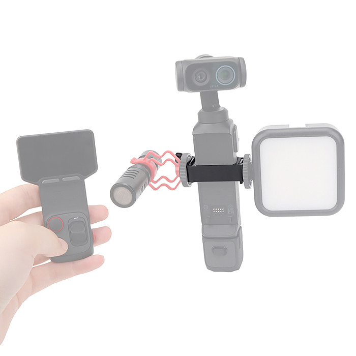 Simple Expansion Bracket with Dual Cold Shoe Mount for Insta360 Luna Ultra, Screenless Fixed Frame Cage, Lightweight Protective Housing, Action Camera Accessory for Microphone Fill Light, Vlog Outdoor Shooting