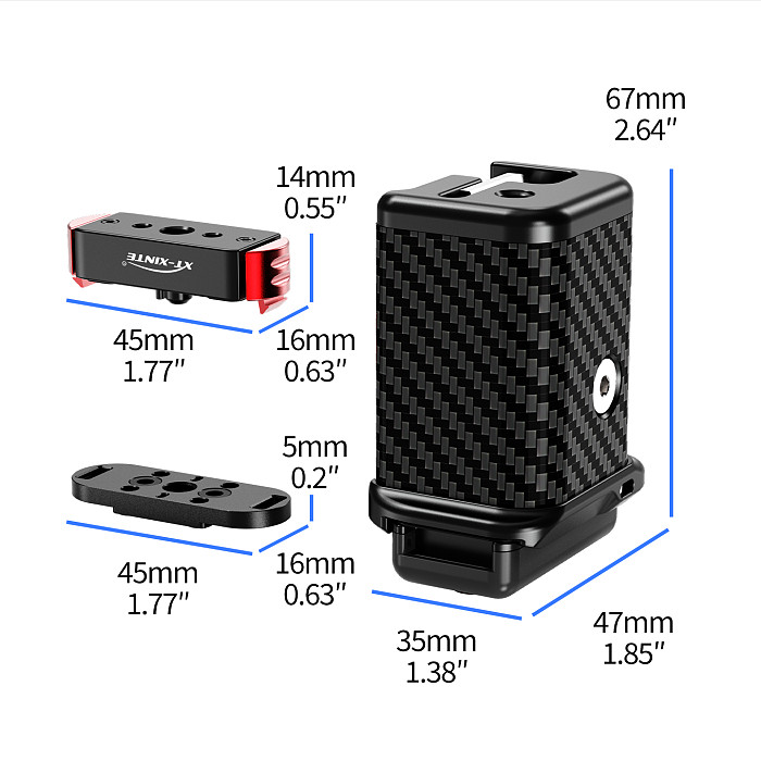 Compatible-Bluetooth Remote Control Handle for Action Camera, Carbon Fiber Street Photography Grip, Magnetic Quick Release, 10M Range, Anti-Slip Leather, 1/4  Thread, for DJI Osmo Action 6/5/4, Insta360 X5/4/3, Ace Pro 2, GoPro 13/12/11, Vlog Outdoor Shooting