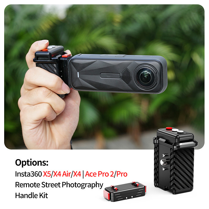 Compatible-Bluetooth Street Photography Handle for DJI Action 6/5/4/3 & Osmo 360, Magnetic Quick Release, 10M Remote Control, Carbon Fiber Anti-Slip Grip