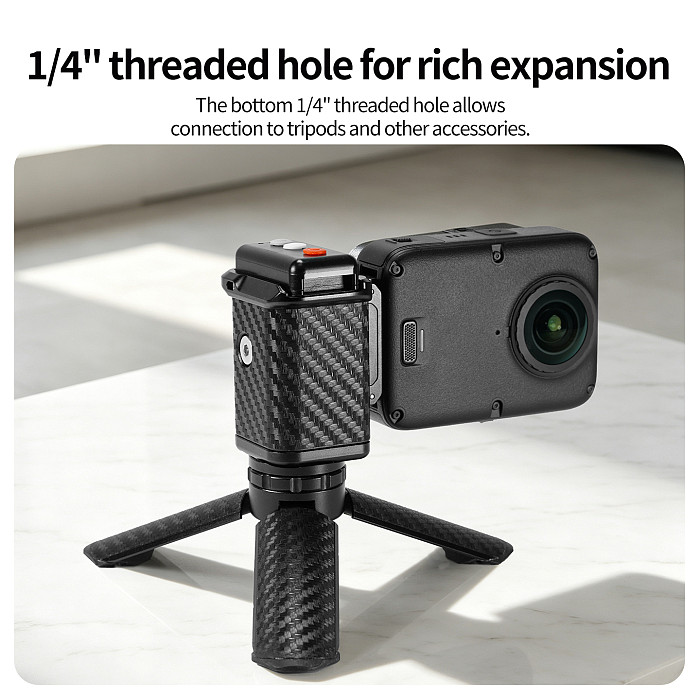Compatible-Bluetooth Street Photography Handle for DJI Action 6/5/4/3 & Osmo 360, Magnetic Quick Release, 10M Remote Control, Carbon Fiber Anti-Slip Grip