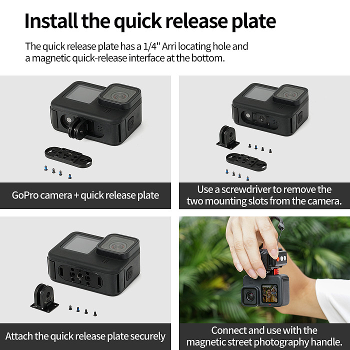 Compatible-Bluetooth Remote Control Handle for Action Camera, Carbon Fiber Street Photography Grip, Magnetic Quick Release, 10M Range, Anti-Slip Leather, 1/4  Thread, for DJI Osmo Action 6/5/4, Insta360 X5/4/3, Ace Pro 2, GoPro 13/12/11, Vlog Outdoor Shooting