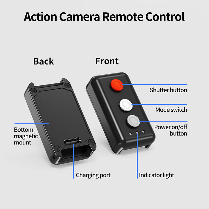 Compatible-Bluetooth Street Photography Handle for DJI Action 6/5/4/3 & Osmo 360, Magnetic Quick Release, 10M Remote Control, Carbon Fiber Anti-Slip Grip