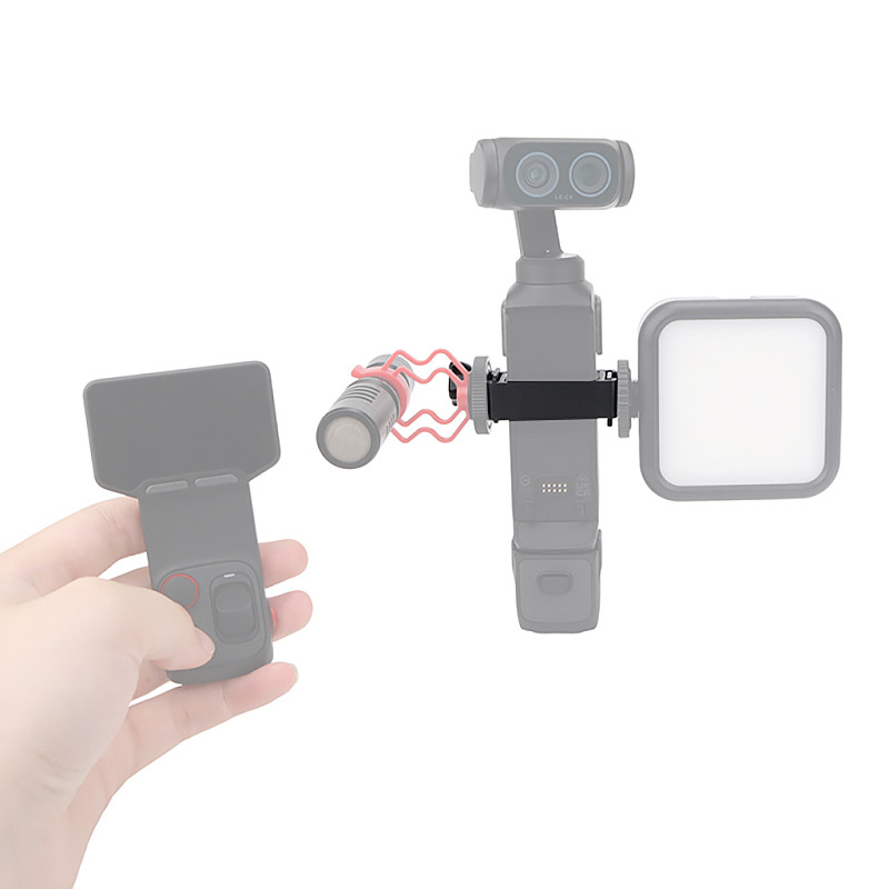 Simple Expansion Bracket with Dual Cold Shoe Mount for Insta360 Luna Ultra, Screenless Fixed Frame Cage, Lightweight Protective Housing, Action Camera Accessory for Microphone Fill Light, Vlog Outdoor Shooting