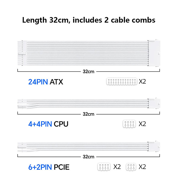 Computer power extension cable set 8P graphics card chassis power supply 24P copper plated CPU