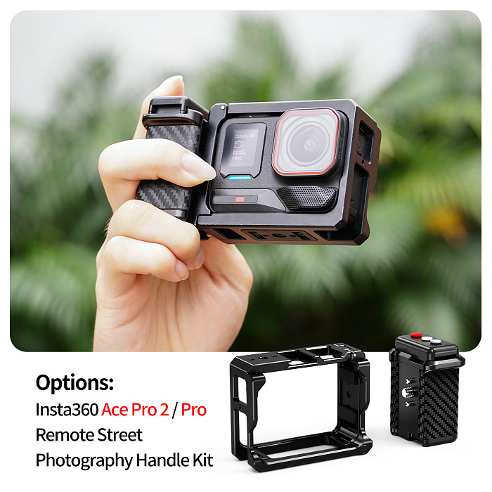 Compatible-Bluetooth Street Photography Handle for DJI Action 6/5/4/3 & Osmo 360, Magnetic Quick Release, 10M Remote Control, Carbon Fiber Anti-Slip Grip