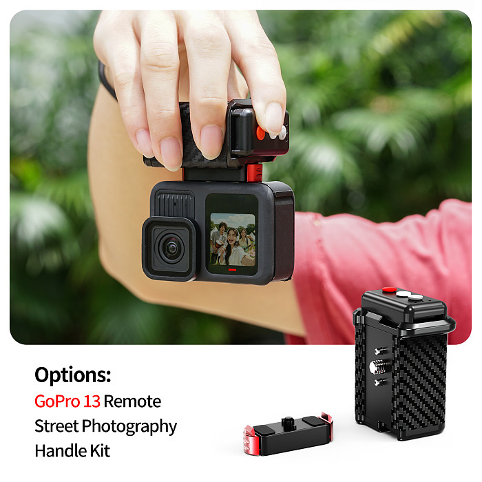 Compatible-Bluetooth Street Photography Handle for DJI Action 6/5/4/3 & Osmo 360, Magnetic Quick Release, 10M Remote Control, Carbon Fiber Anti-Slip Grip